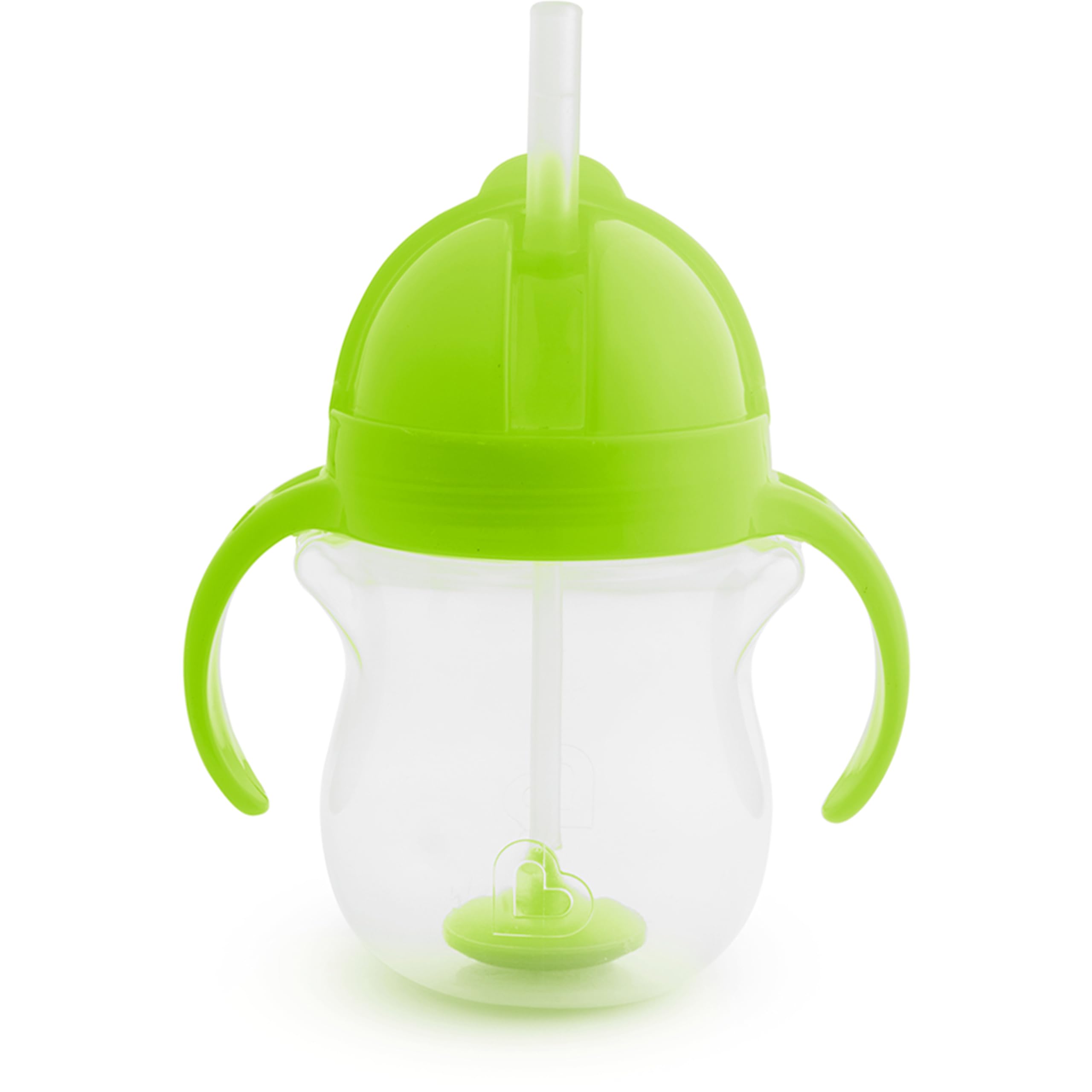 Any Angle Sippy Cup for Toddlers, Spill Proof Weighted Straw Cup with Transition Handles for Babies 6 Months and Up, 7 Ounce, Green