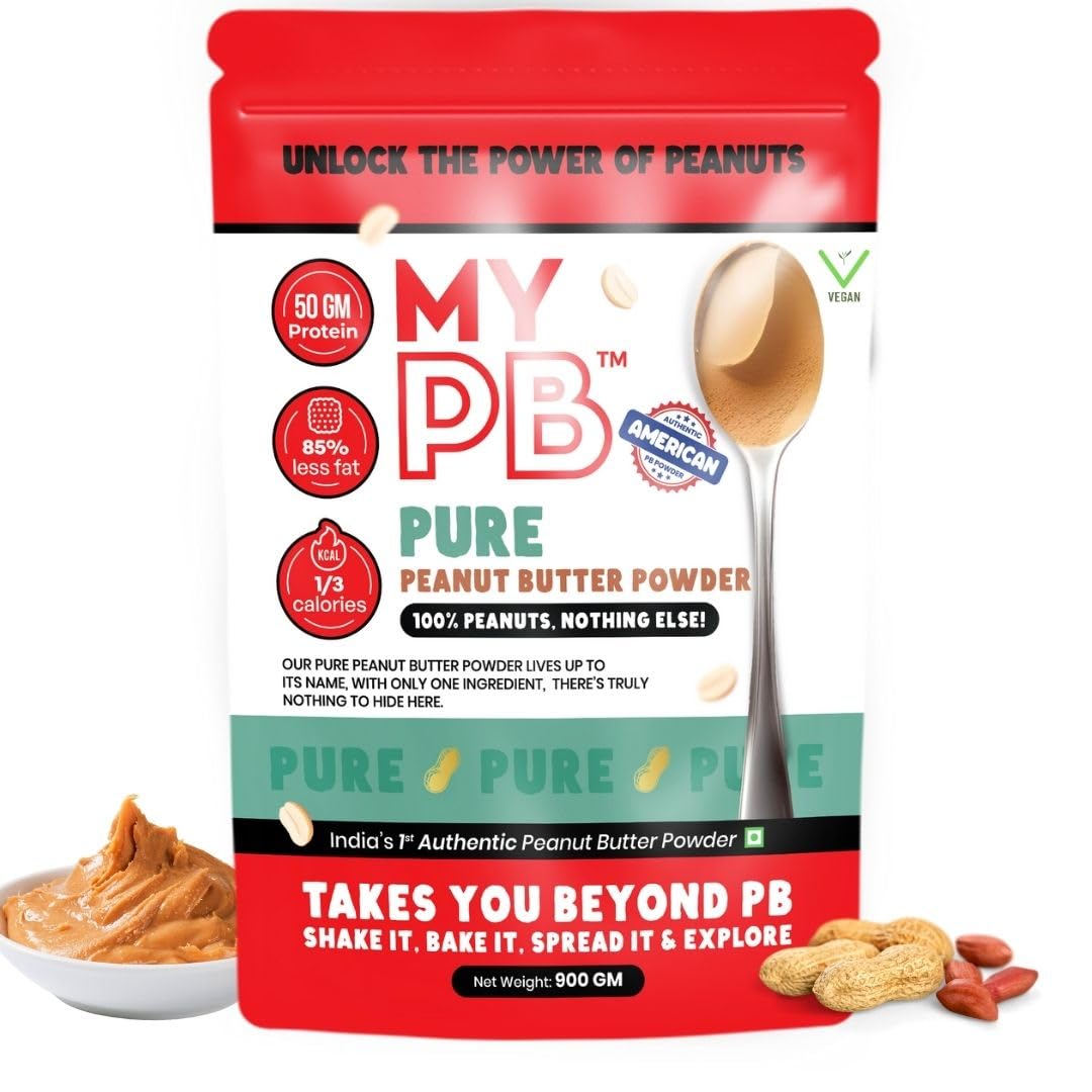 MYPB - Pure Peanut Butter Powder | 50g Protein | Natural | 900g - Make