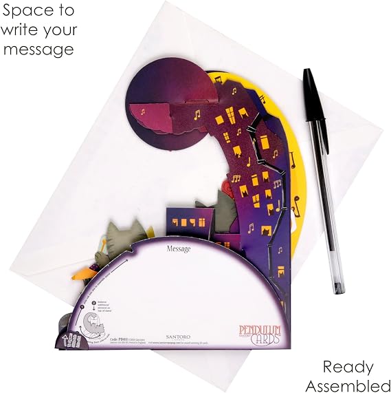 SANTORO Pendulum, 3D Pop Up Greeting Card - Jazz Cats - For Her, Him, Kids | Birthday Gift For Cat Lovers