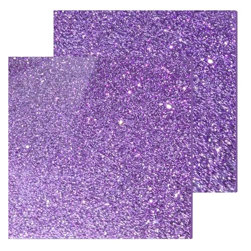 Image of Glitter Acrylic Sheets, Purple, 8 inchx8 inch, 2 Pack | 1 /8 in Thick, Cast Sparkly, For Laser Cutting, Engraving, Invitation Blanks