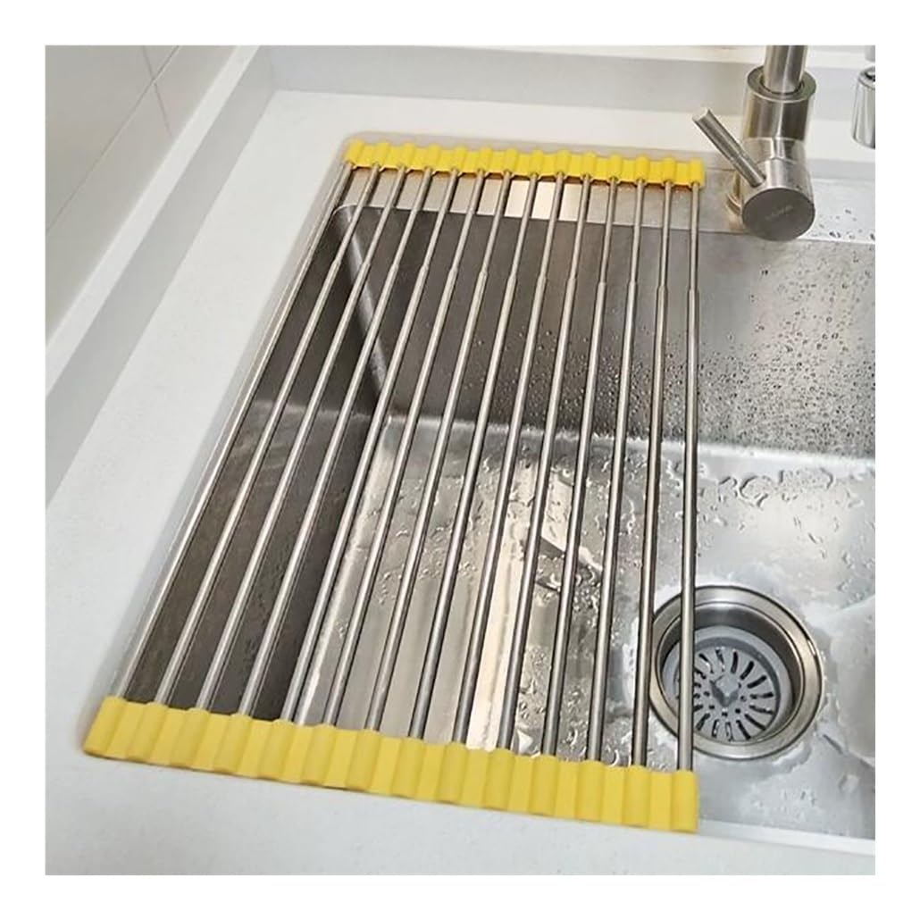 Escurridor de platos enrollable expandible de 1/2/4 pulgadas, hasta 21 pulgadas, multiusos, para colocar sobre el fregadero, escurridor de platos enrollable, escurridor telescópico enrollable plegabl