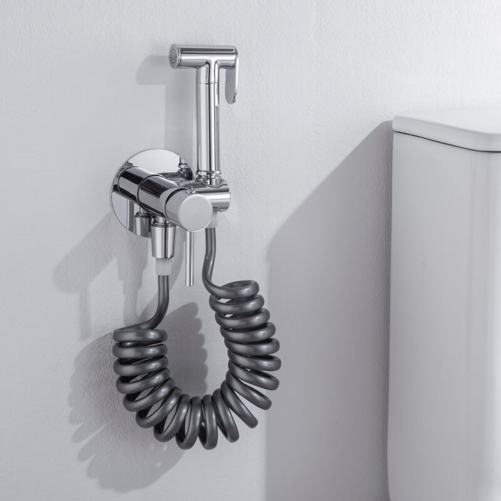Idroscopino per WC Acqua Calda E Fredda Montaggio A Parete Doccino Bidet Portatile In Ottone per Il Lavaggio Degli Animali Domestici E L'Igiene personale,Cromato