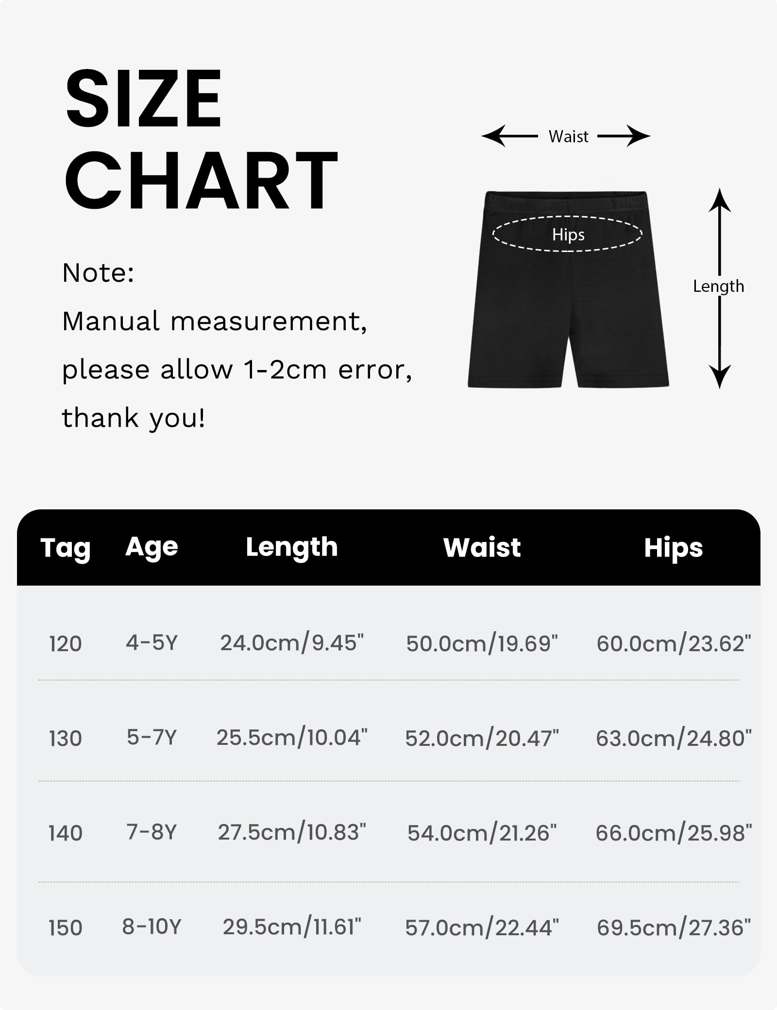 Auranso Leggings Cortos Niñas Pantalón Shorts Deportiva Mallas 2-10 Años,Pack De 5
