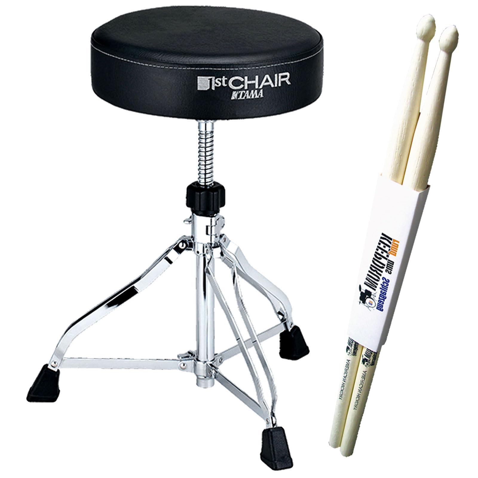Tama HT-230 HT230 Tabouret de batterie avec siège rond et baguettes Keepdrum 1 paire