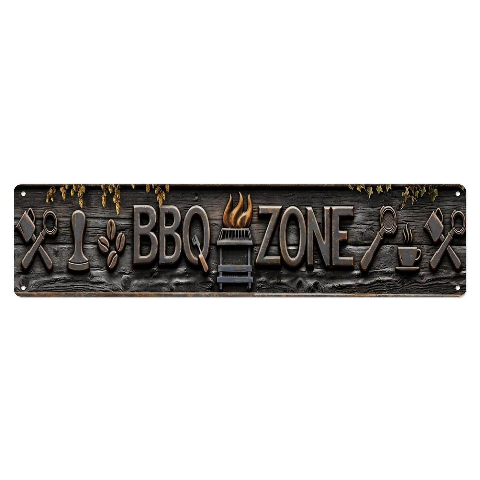 Okahys 4X16inch(10X40cm) Bbq Barbecue Zone Classic Cafe Vintage Metal Tin Sign