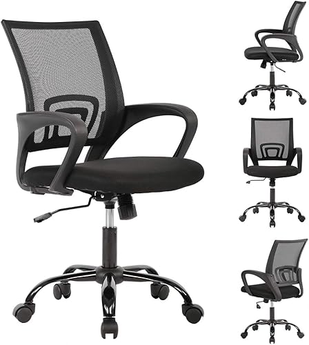 Silla de oficina ergonómica de malla con respaldo medio, 4 unidades