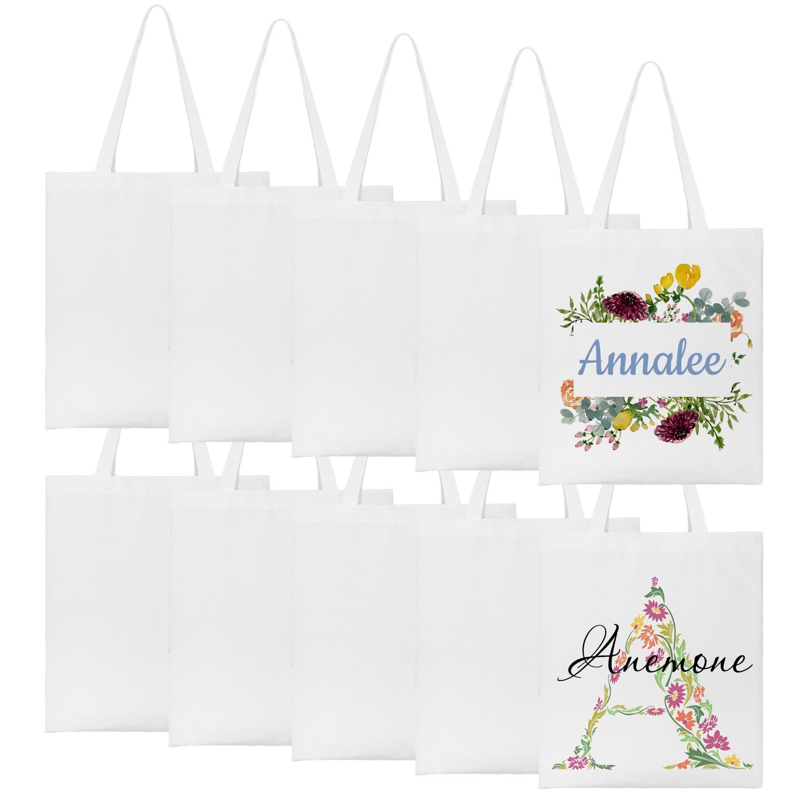 Fyore Bolsas de la compra de sublimación, 10 piezas, de lona en blanco, reutilizables, para decorar publicidad, manualidades (blanco, 34 x 39 cm), Blanco, Bolsas de lona en blanco, Fyore-bag-002