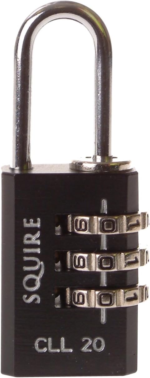 Squire Locks CCL20 Tough Lock Series Heavy Duty Recordable Combination Padlock with Solid Steel Shackles, Black