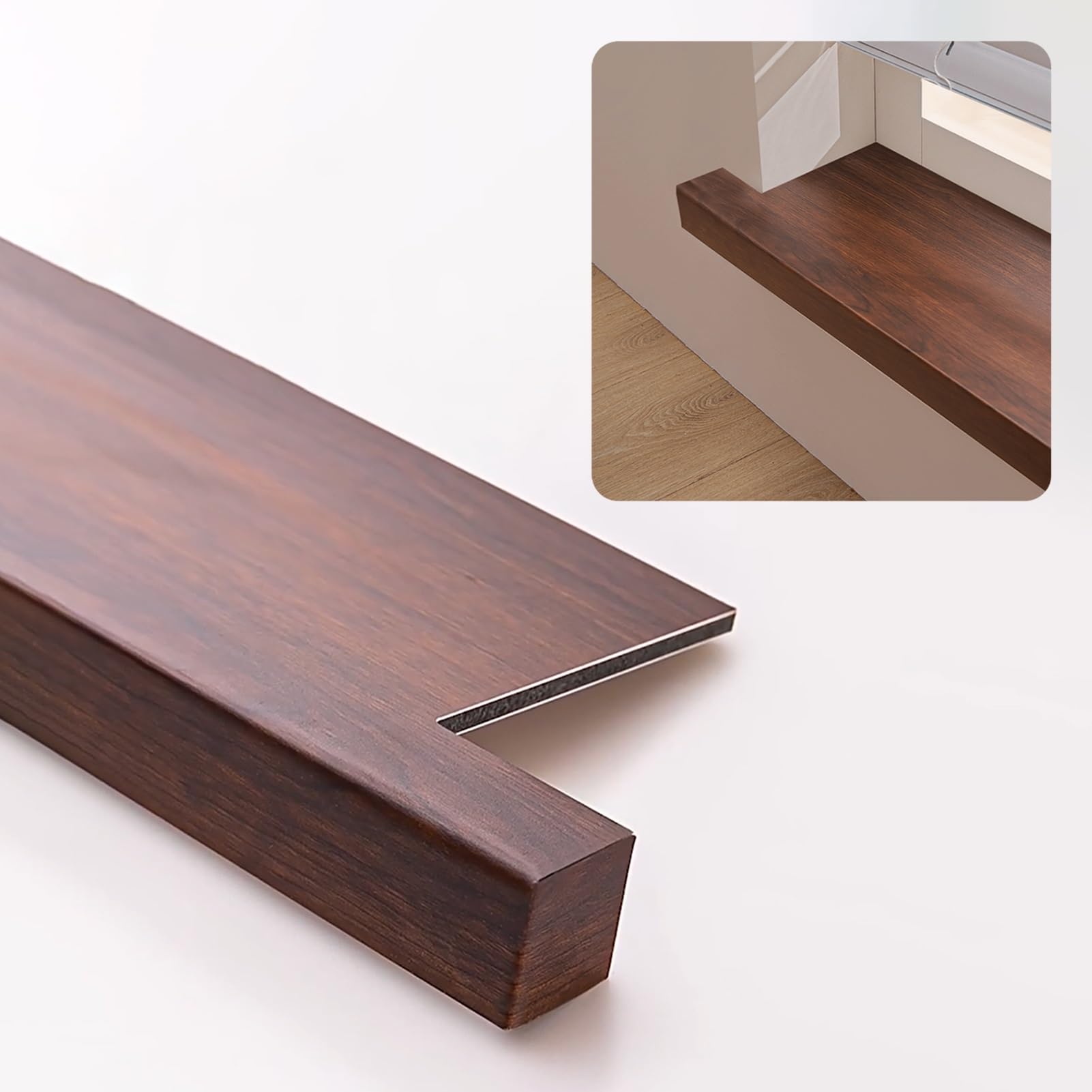 Cubierta para alféizar de ventana con acabado de veta de madera marrón, protectores de tablero de fibra para alféizar de ventana de bahía en baño, sala de estar, cocina, 100 x 18 cm