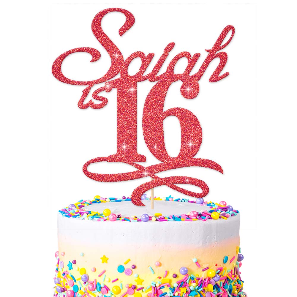 EDSG Personalised Birthday Glitter Cake Topper | Custom Cake Decoration with Any Name Any Age | Double Sided Glitter Card Any Name Age Customized - Multicolour Glitter Cake Decoration โฆ