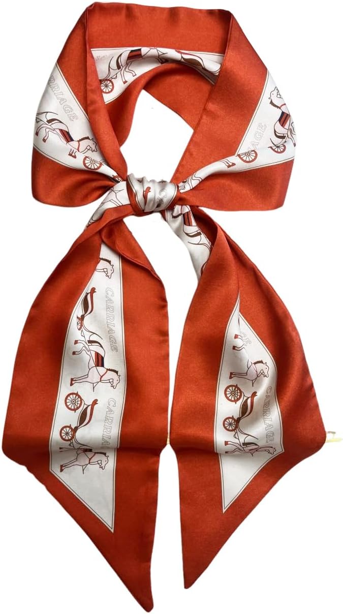 Julunar Hair Scarf for Women Silky Long Neck Head Scarves Purse Bag Scarfs for Handbag Satin Headscarf