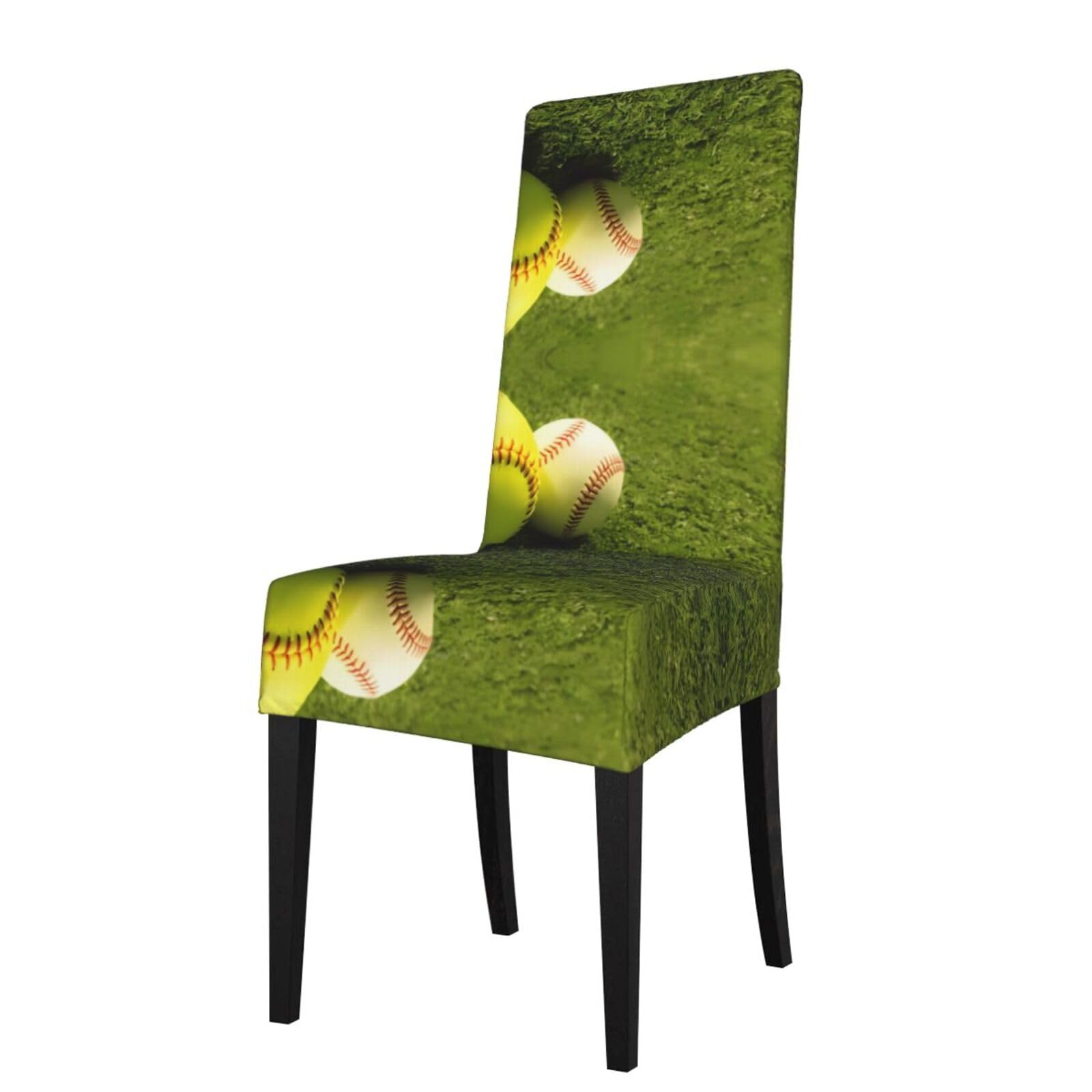 HJFCZH Grass Baseball Softball Prints Dining Chair Throws - High-Grade Stretch Spandex Slipcovers for Instant Chair Refresh & Damage Protection - Easy Care