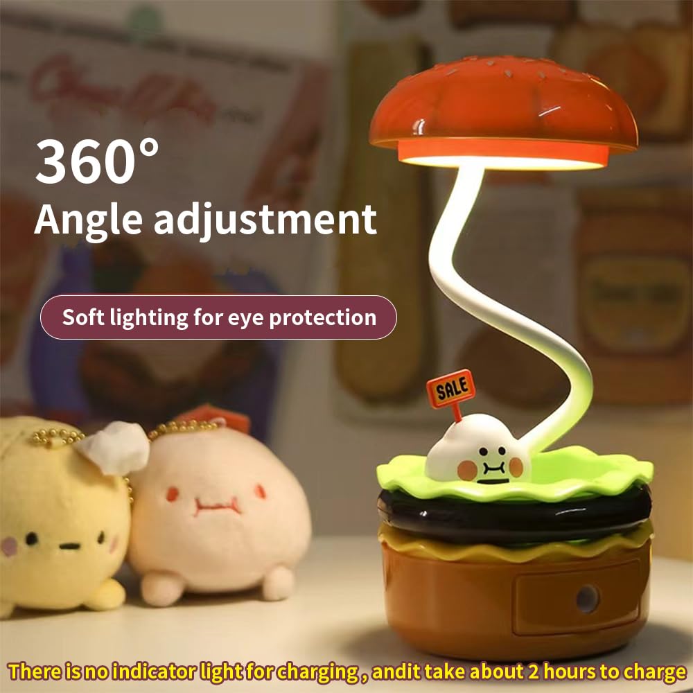 YZYOE LED Rechargeable Hamburger Desk Lamp, Creative Children's Toy Light with Pencil Sharpener - Image 2