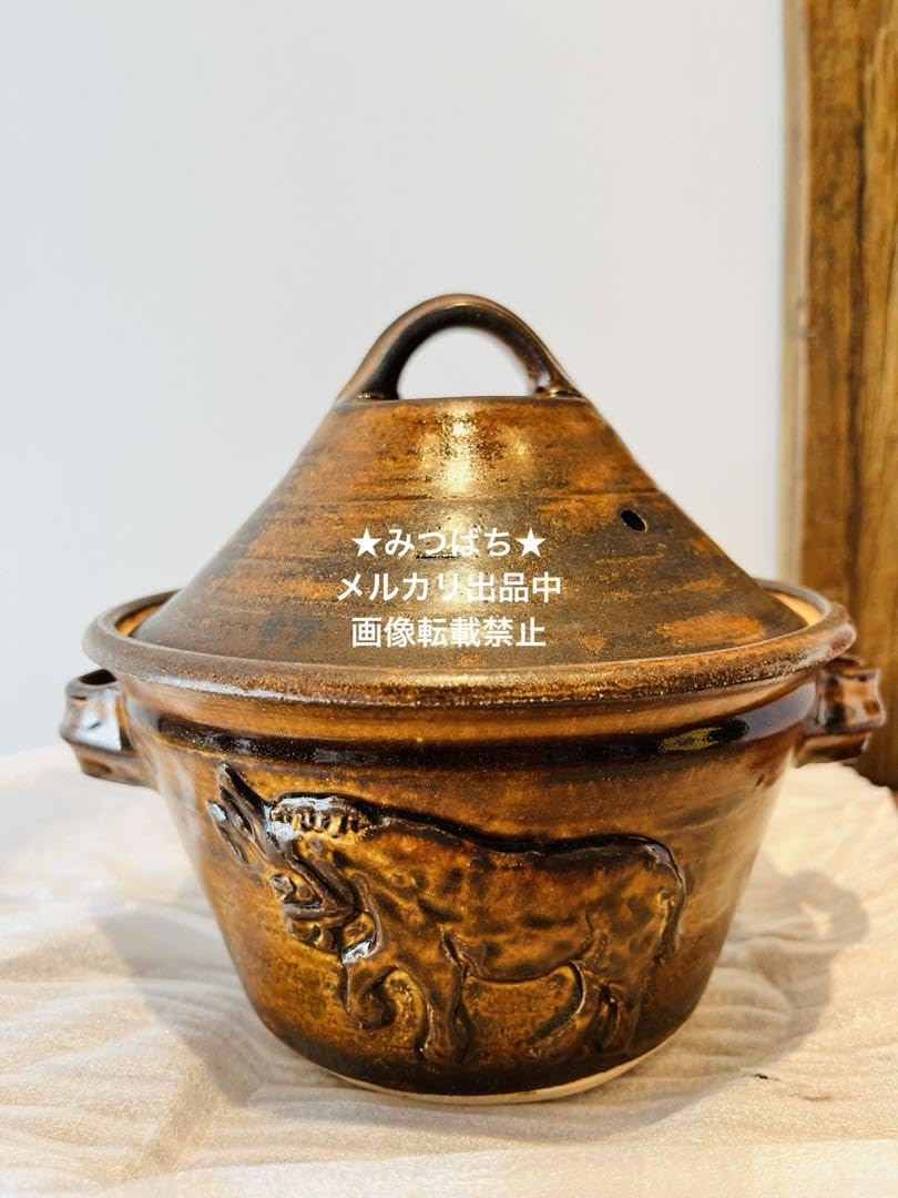 Amazon.co.jp: 野村亜土 ロバのキャセロール 土鍋 益子焼 : ホーム  