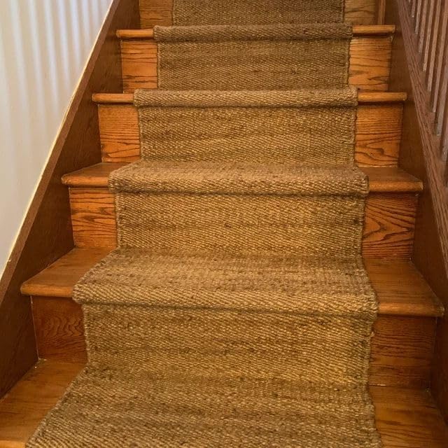 Sanwariya Rugs Export Natural Jute Runner Rug, Bohemian Runner Hemp Rug Decor,Jute Runner Rugs for Stair, Kitchen, Runner Rugs for Hallway 2.6x35 Ft