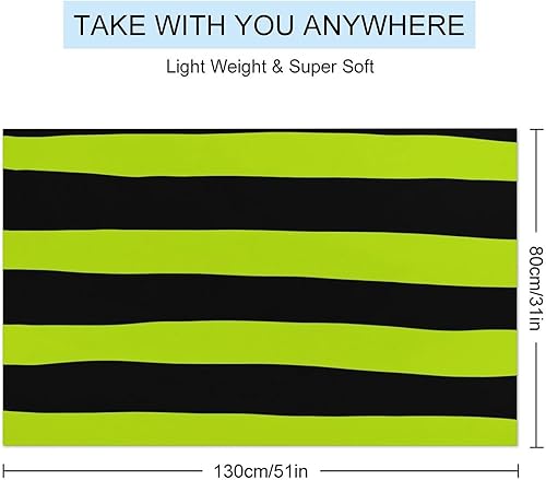 Miniatura 2 de Toalla de playa verde lima y negra, de secado rápido y sin arena, toallas de playa de microfibra de 31 x 51 pulgadas, toallas de piscina para hotel