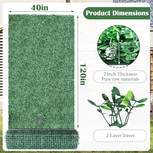 Sunnyglade 40"x120" Artificial Boxwood Roll Panels, UV-Resistant Artificial Privacy Fence Screen, Ivy Leaves Grass Wall Roll Panels for Garden Balcony Patio Decor (40x120 in) by Sunnyglade - Used condition - Image 3