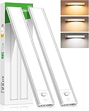 2 x Rechargeable LED Motion Detector Indoor Wireless Cabinet Light, 3 Modes, Dimmable for Kitchen Under Cabinets, Wardrobes, Staircase – 84 LEDs