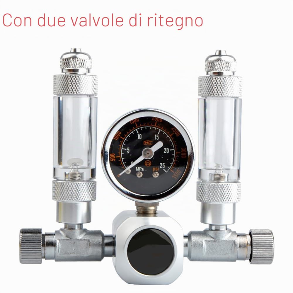 SagaSave Regolatore di CO2 per acquario, doppia valvola di ritegno, regolatore di pressione di CO2 con contatore di bolle, per acquario, piante acquatiche (G5/8)
