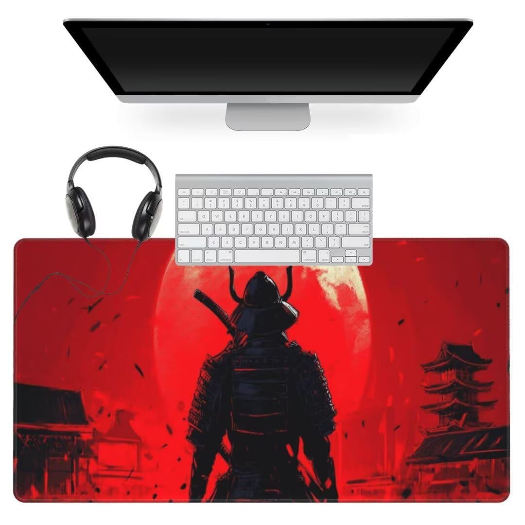 Rot Mauspad 1600 x 800mm, Mousepad XXL Schreibtischunterlage Japanischer Mouse Pad, Wasserdicht und Rutschfest Gaming Mauspad, Verbessert Präzision, Gaming-Mauspads für Pc und Gaming Zubehör qw249