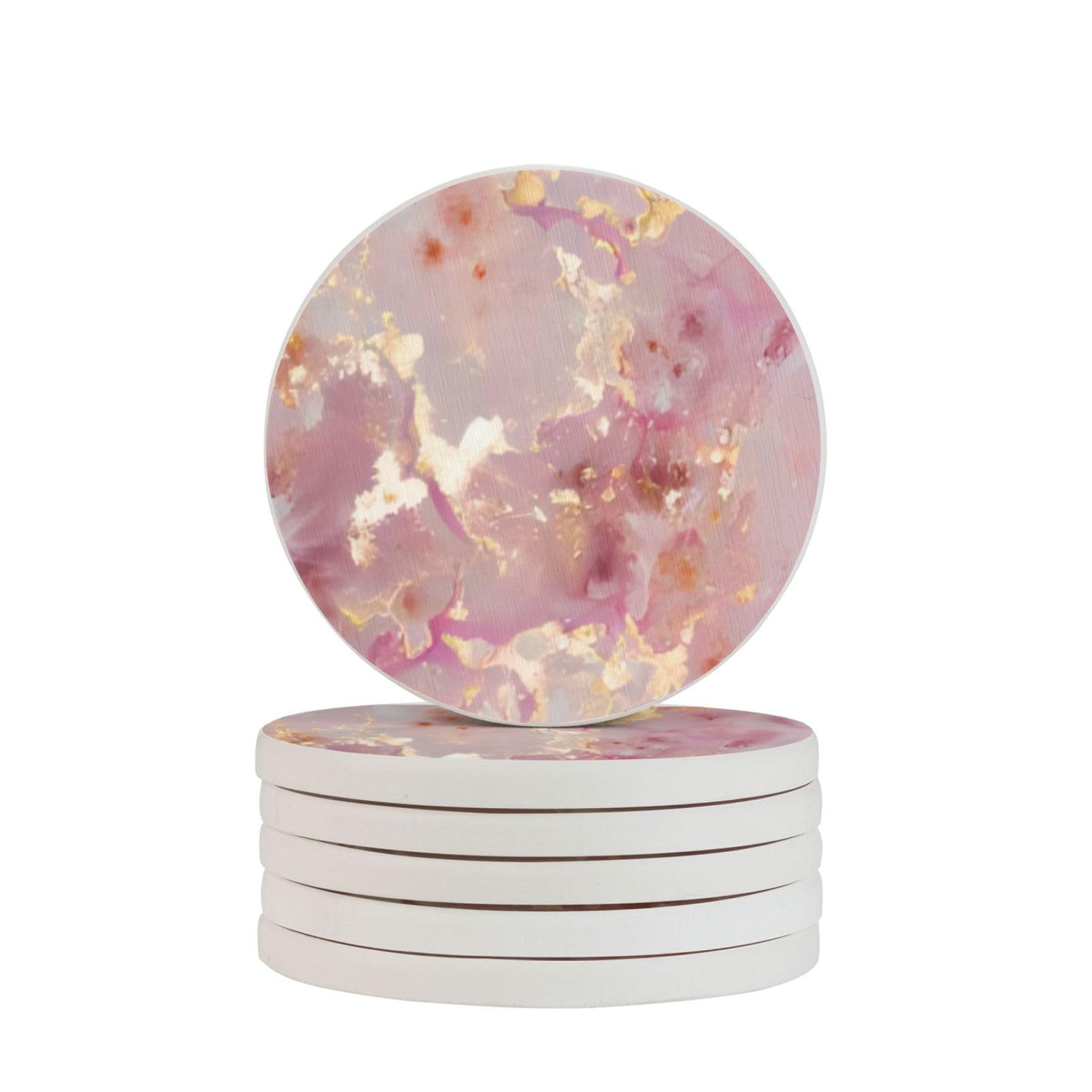 Dessous de verre rond en diatomite marbre rose pour table basse