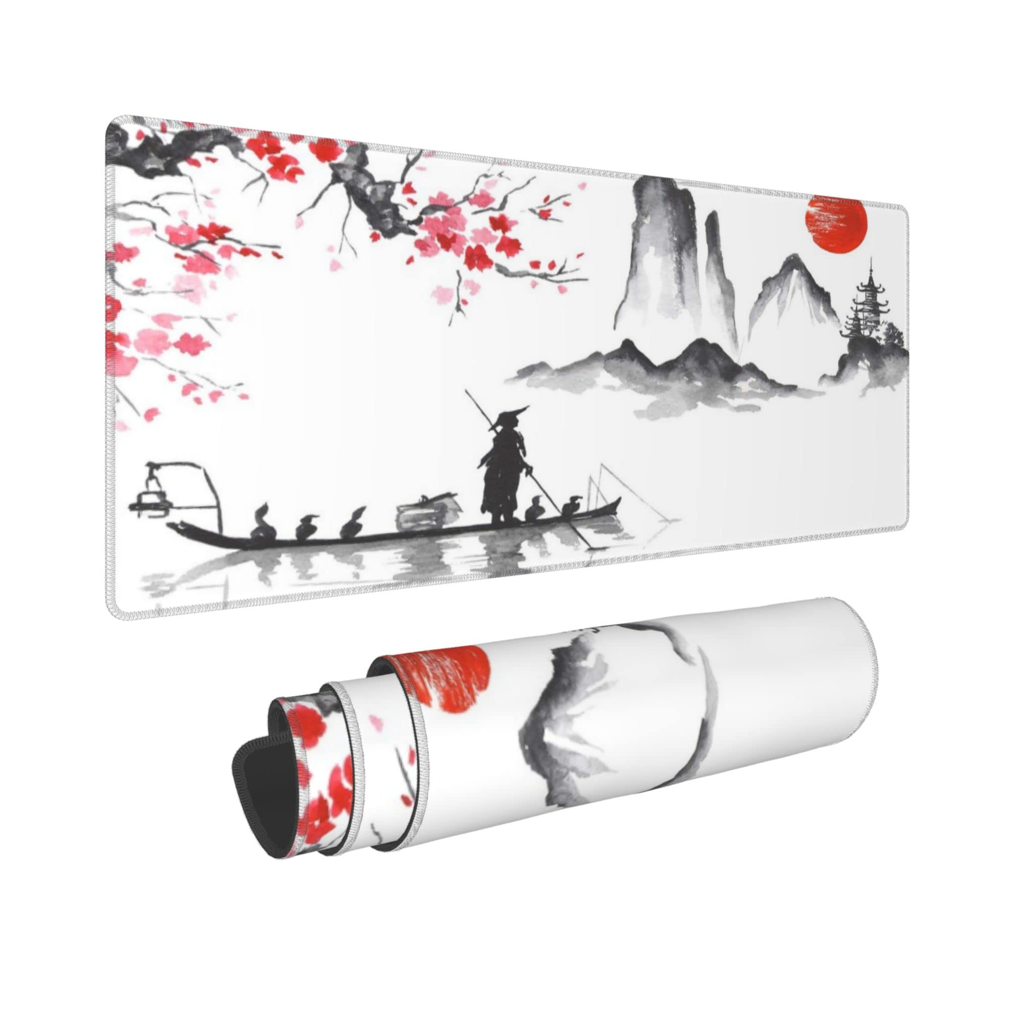Japan Traditional Painting Extended Big Mouse Pad Large,XL Gaming Mouse Pad Desk Pad,31.5x11.8inch Long Computer Keyboard Mouse Mat Mousepad with 3mm