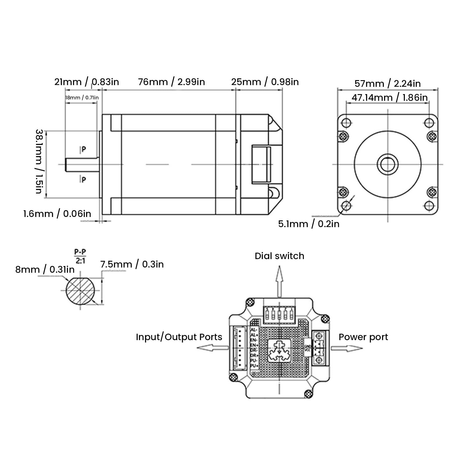 Hyuduo Zintegrowany Silnik Krokowy Serwo, Sterownik Kontrolera Ruchu w Pętli Zamkniętej 2Nm 3000 Obr./min do Drukarki 3D CNC, z rozdzielczością 1000 Linii
