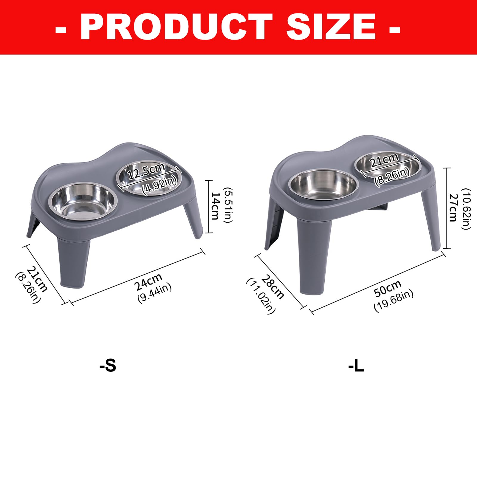 Gamelle pliable portable pour chien - Inserts en acier inoxydable - Facile à nettoyer - Évite la fatigue du cou - Gamelle surélevée pour chien