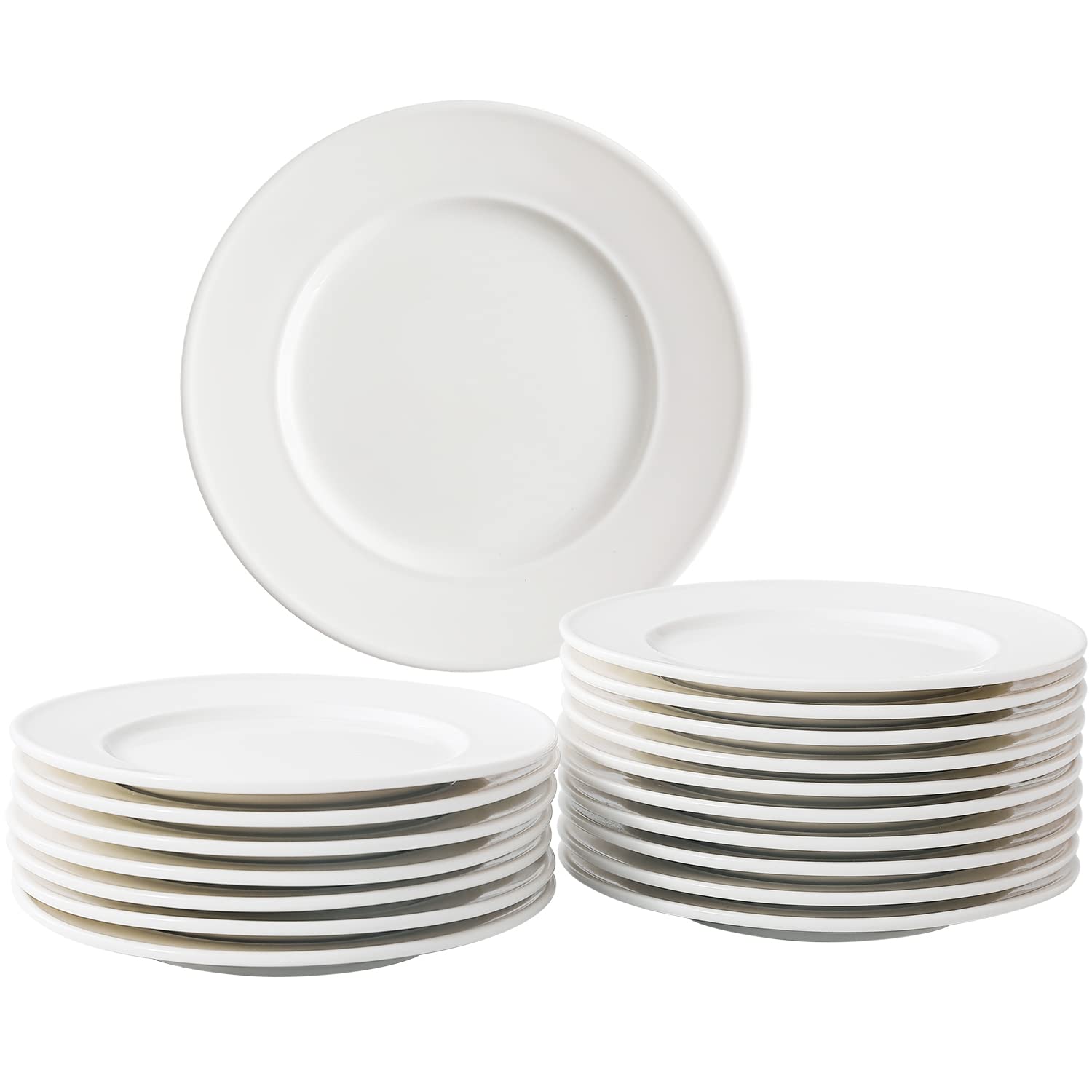 TAMAYKIM 18 Pieces Porcelain Dinner Plates, 6 Inch Small Dessert Plate, Appetizer Plates, Round Dinnerware Sets, Scratch Resistant, Lead-Free, Microwave, Oven, and Dishwasher Safe, White