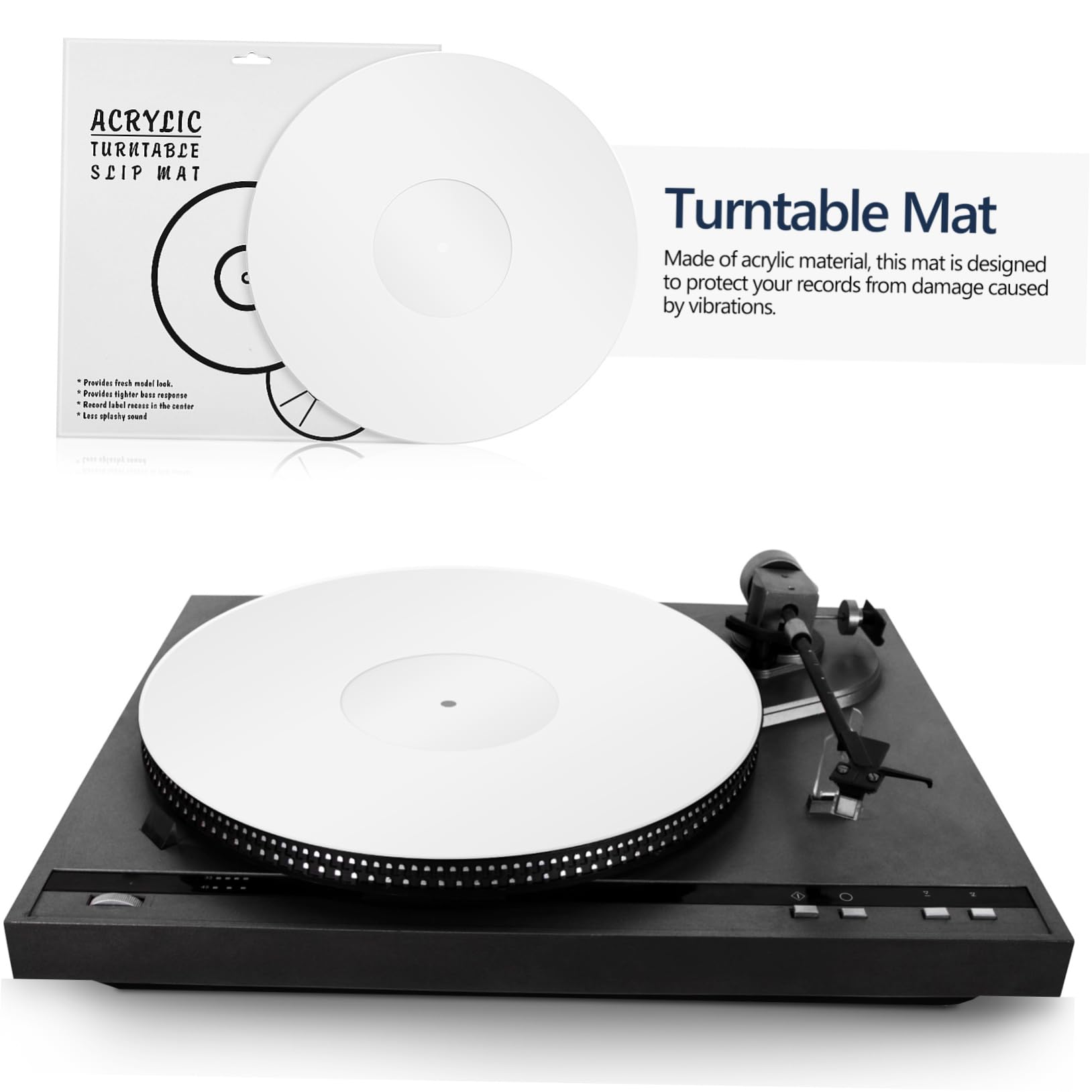 Alasum Alfombrilla De Acrílico Antiestático Para Tocadiscos De Diseño Antideslizante y La Reproducción De Accesorio Para Reproductores De Discos