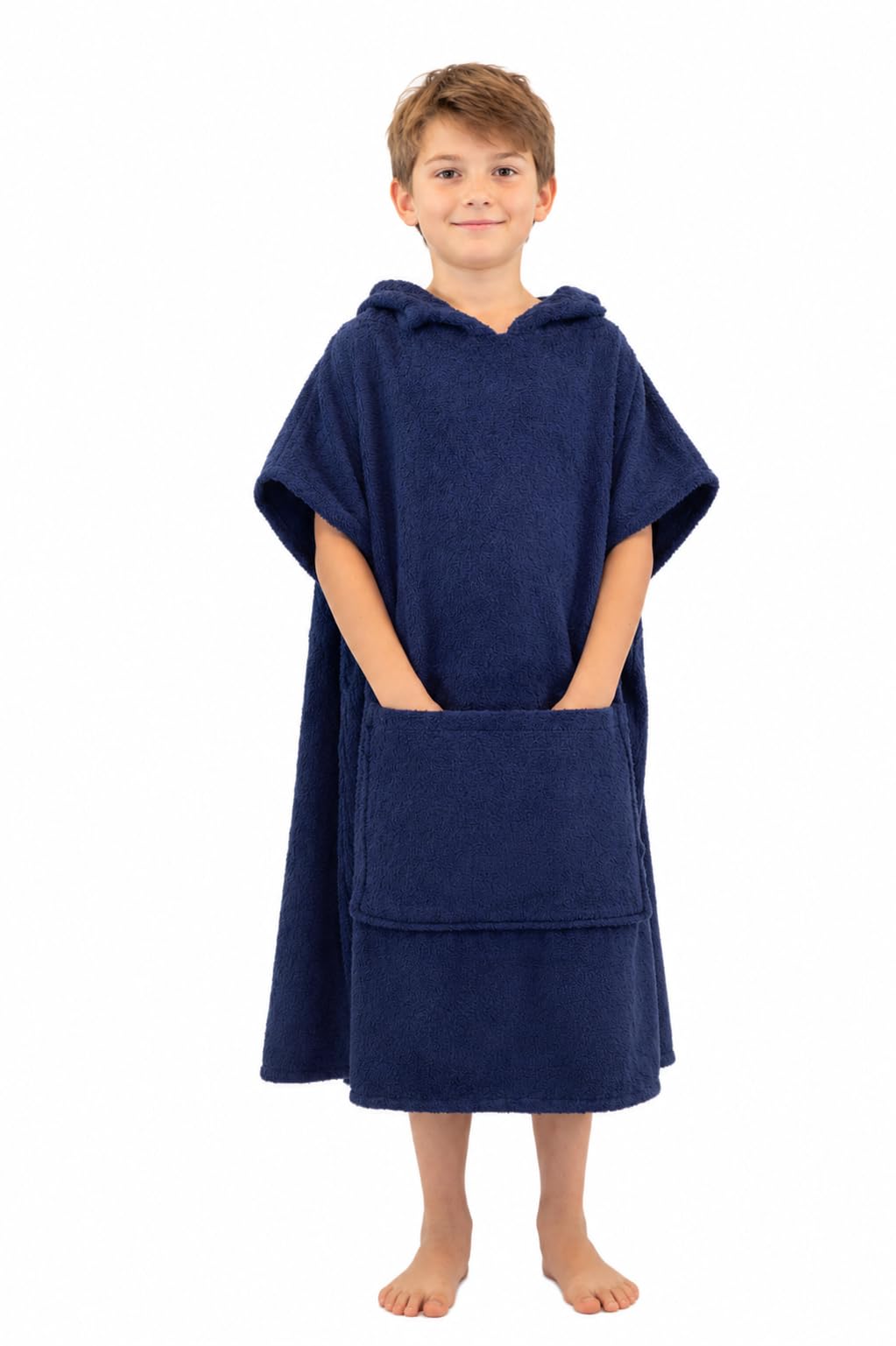 ALLEN &amp; MATE Kids Hooded Towel Poncho, 100% Cotton Swim Cover-Up, 6-13 Yrs