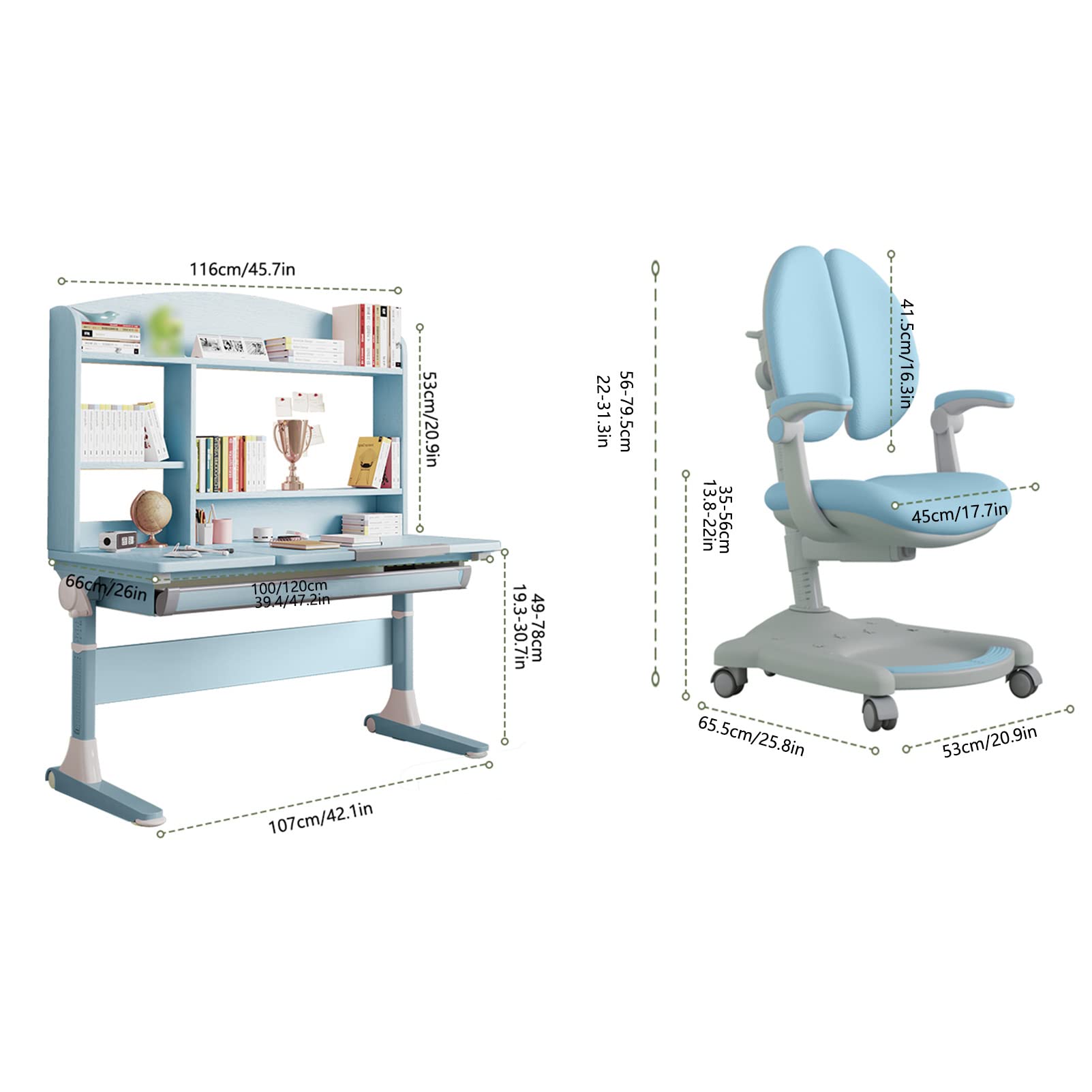 Amazon.co.jp: 学習机と椅子のセット、高さ調節可能な学生の机と椅子の