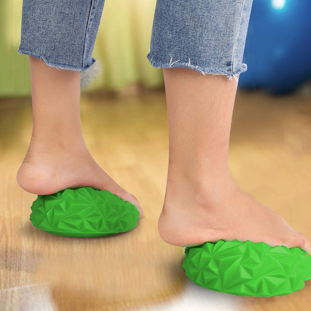 Leapiture 2Pcs Pilates Half Ball Stability Ball Fitness Balance Ball Yoga Half Ball Half Dome Balance Ball Spiky Massage Ball Yoga Balance Trainer for Fitness (Green)