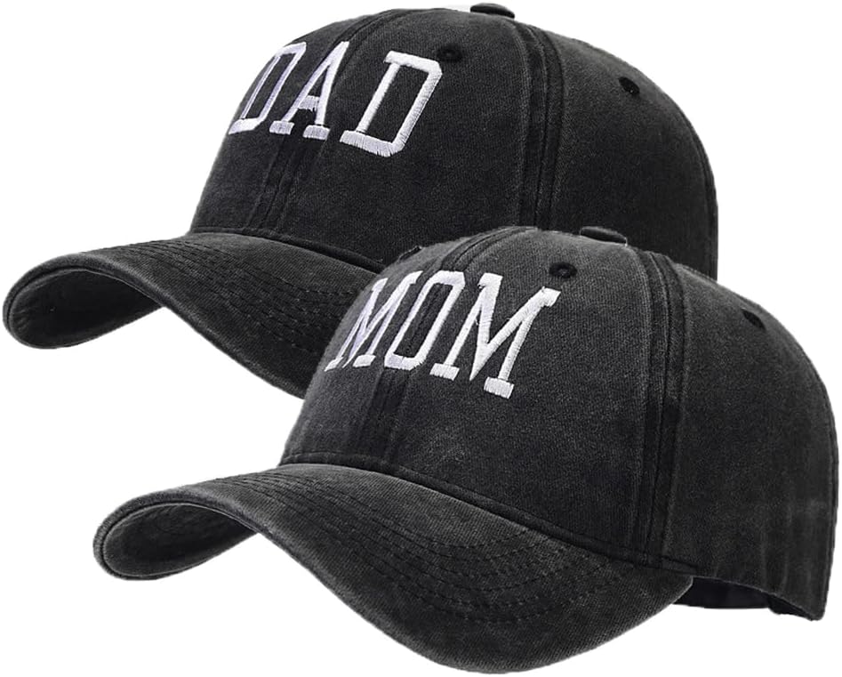 Mom and Dad Hats New Parents Gifts for Couples Fathers Day Mothers Day Adjustable Embroidered Baseball Cap