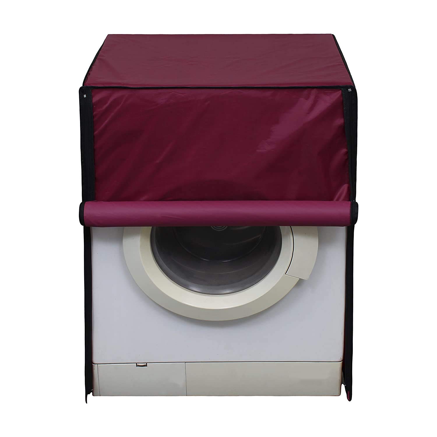 Amazon Brand - Solimo PVC Water Resistant Front Load Fully Automatic Washing Machine Cover, Maroon