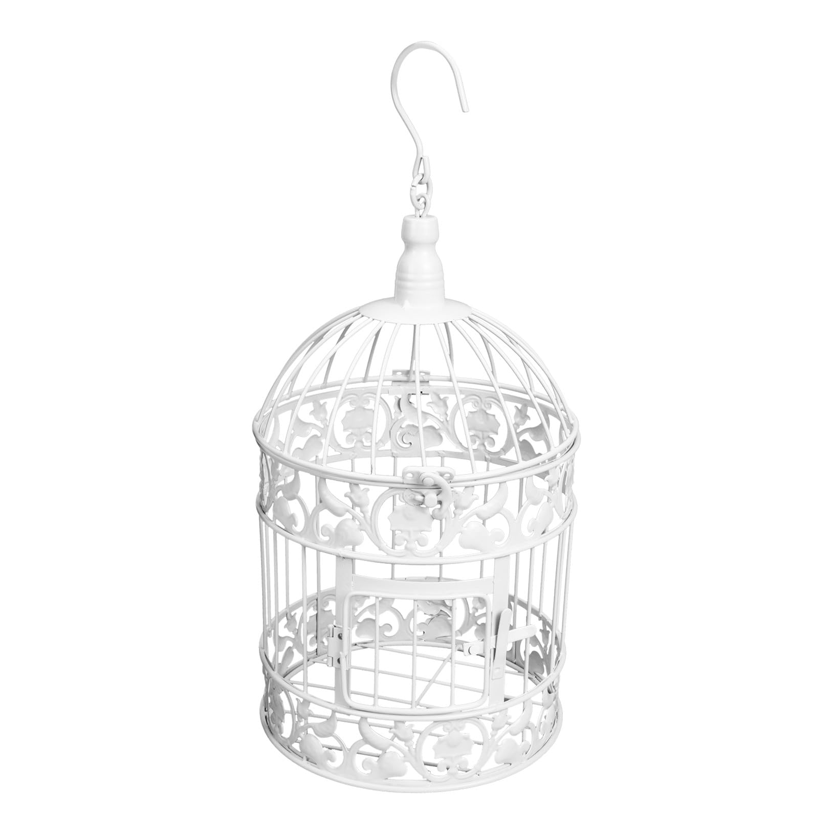 Decorazione a Gabbia per Uccelli in Ferro Stile Europeo Bianca 14x14x32 Cm per Feste Matrimonio Ornamento da Scrivania Espositore Bomboniere Decorazione Vetrina Elegante