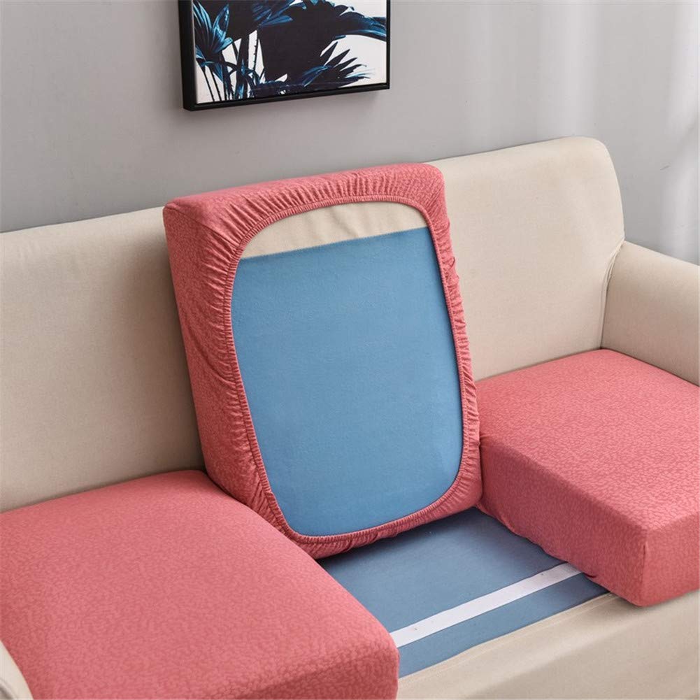 Sofa Seat Cushion Covers Waterproof, Sofa Cushion Slipcovers Replacement, Couch Cushion Covers Thick Stretch for Individual Cushions (Pink,Large 2-seater)