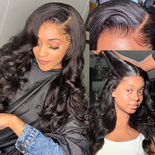 Glueless Body Wave Lace Frontal Wigs Human Hair Pre Plucked with Baby Hair Human Hair Glueless Body Wave Lace Wigs 8A Grade Brazilian Virgin Natural Wave Hair Wigs Free Part Loose Deep Wigs