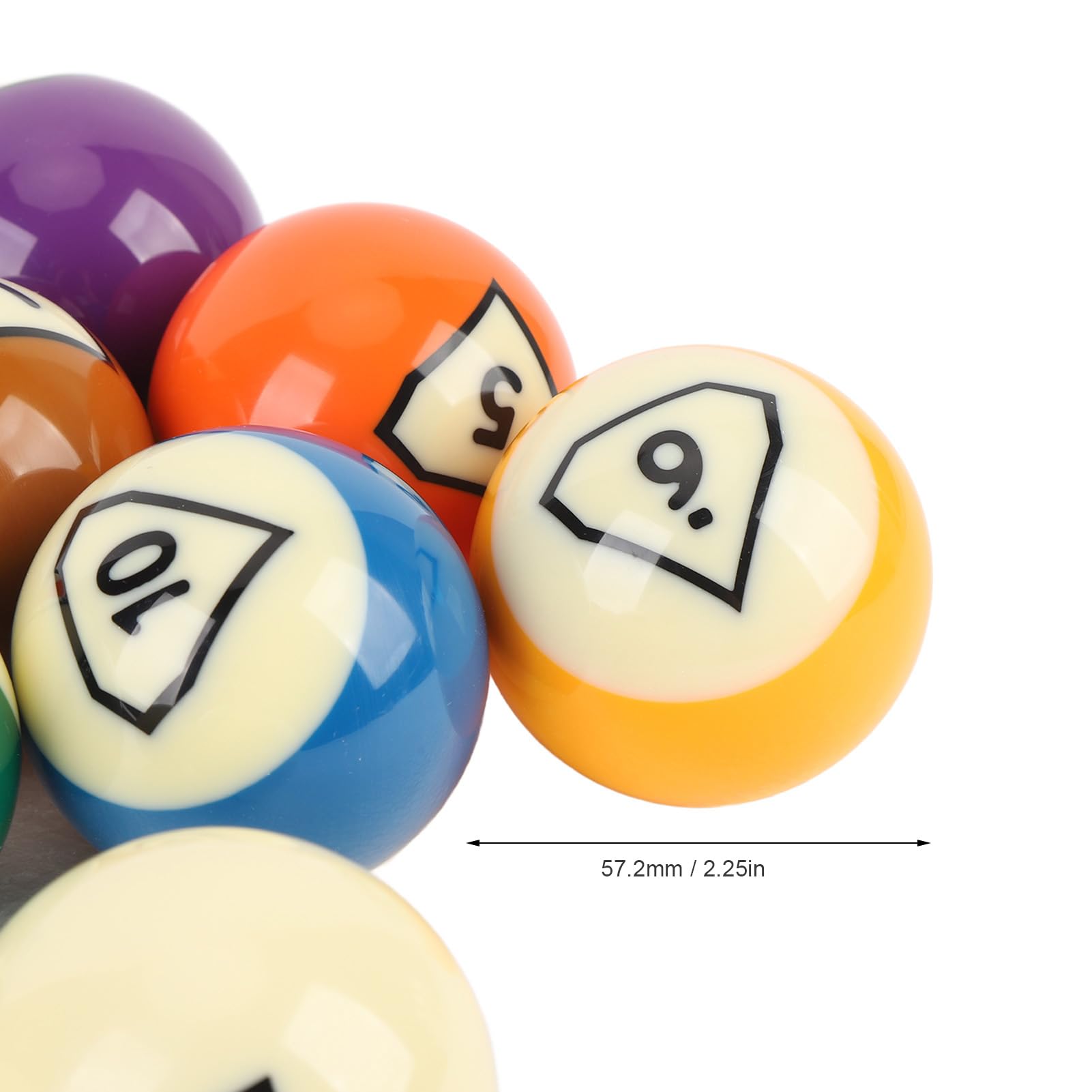 RiToEasysports 17pcs Billardkugeln, Harz 57,2mm Standard 16A 16 Farben Poolkugeln mit Stichwort für Übungsgeschenkunterhaltung