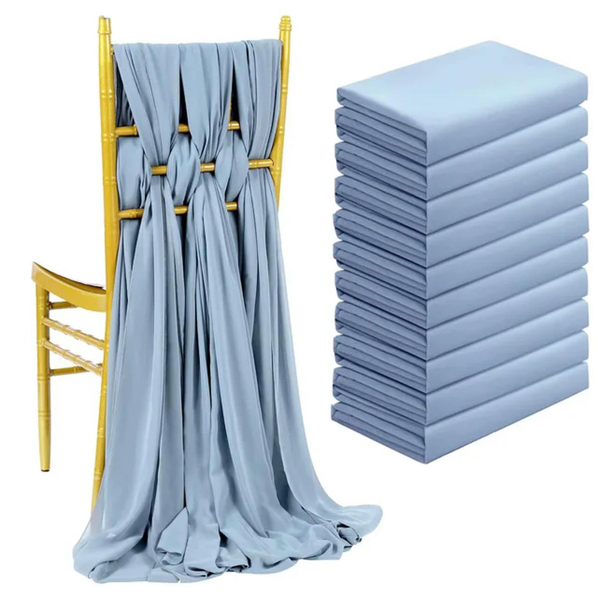 szarfy na krzesła, 8 sztuk Dekory na krzesła ślubne Szyfonowe szarfy Wesele Bankiet Wydarzenie Ślub, 30x180cm(Gray Blue)