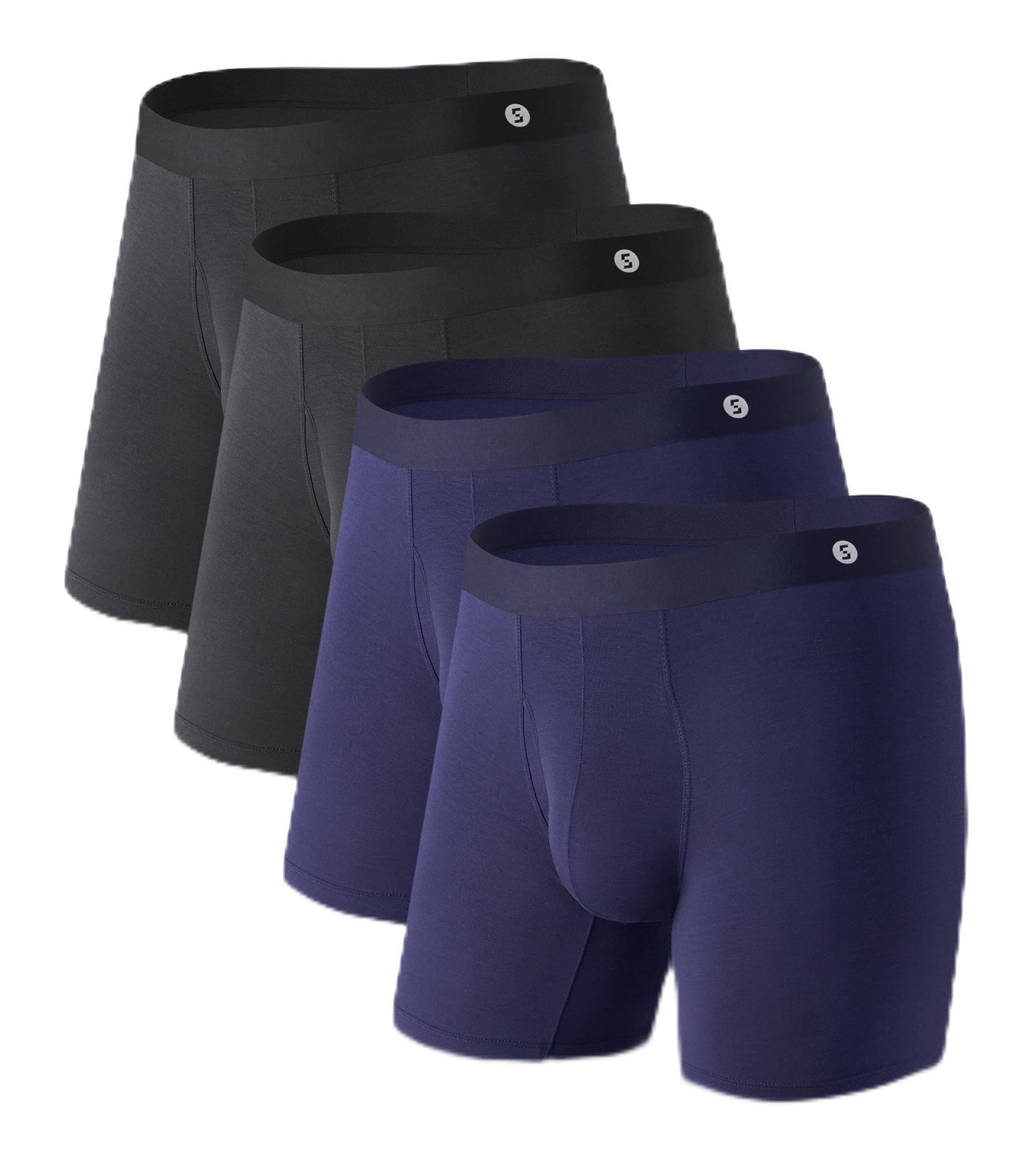 Mens Underwear with Separate Pouch Moisture Wicking Micro Modal Boxer Briefs Seamless Underwear with Fly 4 Pack
