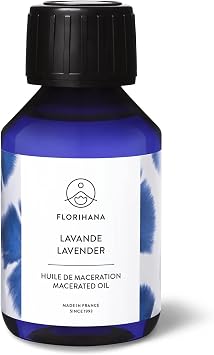 Florihana Official Lavender Oil Organic 3.4 fl oz 100 ml Extract Oil Natural Vegetable Maceration Oil Carrier Oil Base Oil Massage Face Body Hair Skin Care Cosmetics France