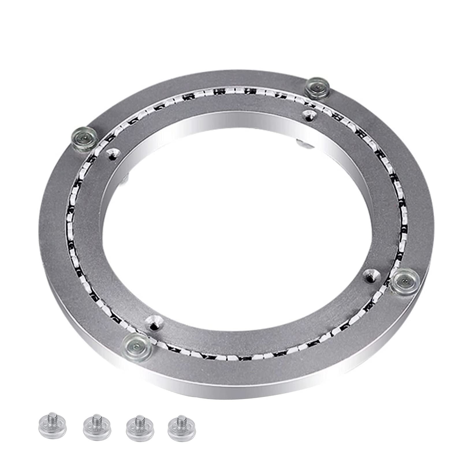 Cvhfhjtg One Color Lazy Susan, Aluminum Alloy Turntable Bearing Lazy Susan Swivel Plate Silver 8-32 Inches(10 Inches (250Mm))