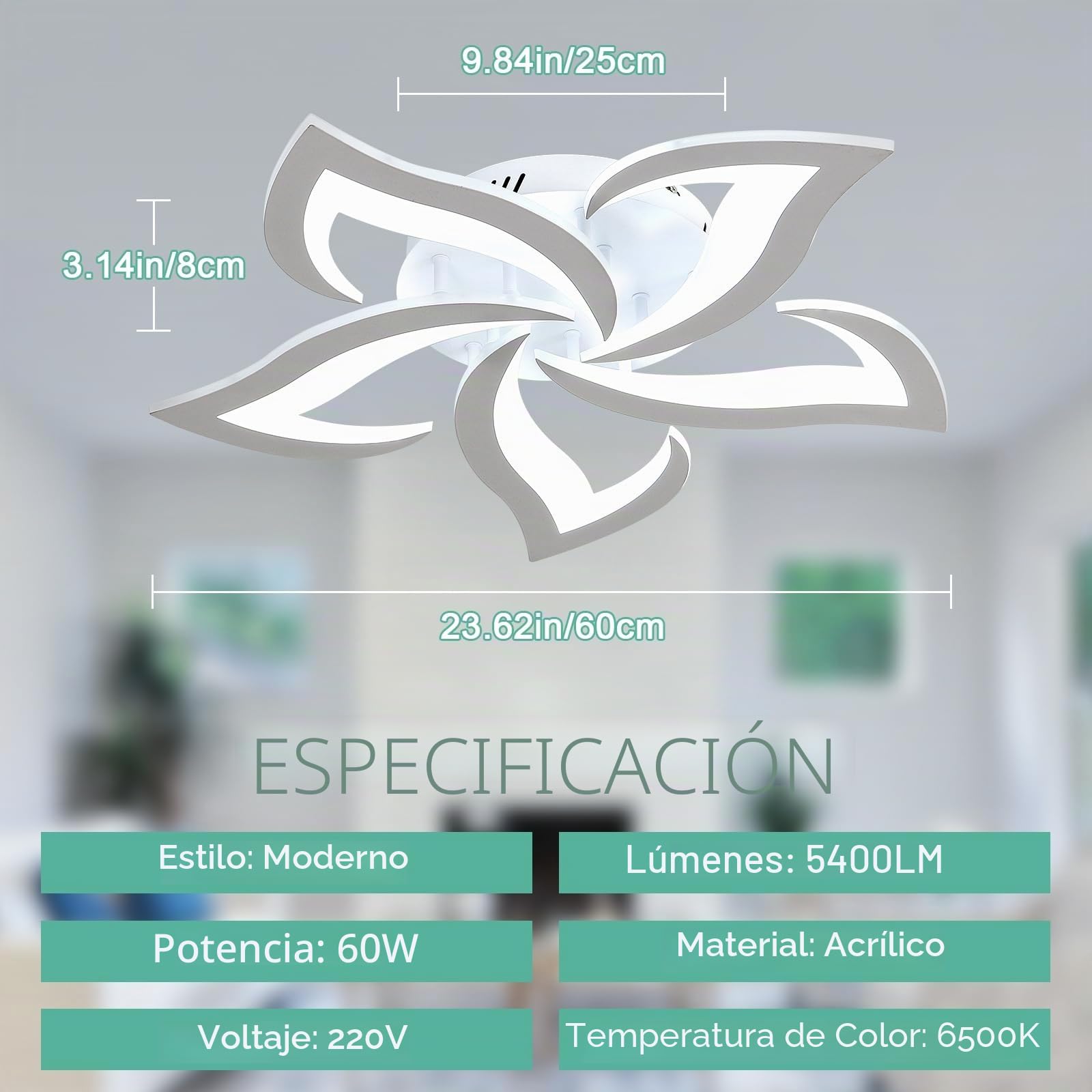 Dorlink Lampara Techo Led,60W 5400LM Plafon Led Techo Blanca Moderno, Estilo NóRdico Lampara Techo Salon para Dormitorio Cocina Sala de Estar Pasillo Comedor BalcóN, 60cm,Blanco Frío 6500k