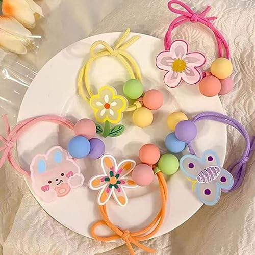 Miniatura 5 de 20 ligas elásticas para el pelo de bebé, encantadores conejosmariposasflores, coleteros para el cabello con tres bolas para coleta para accesorios