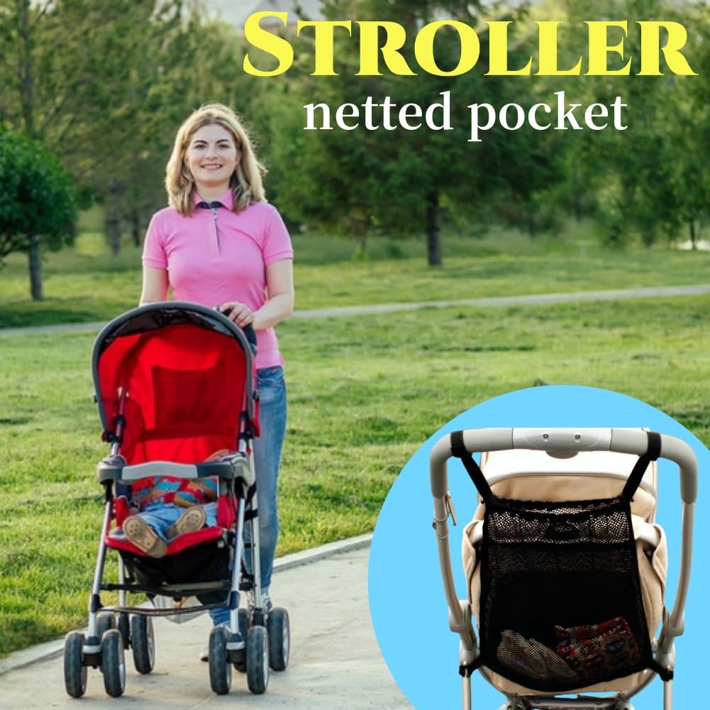 Rete Portaoggetti Universale,Borsa in Rete per Passeggino,Borse per Spesa,Rete per Carrello,Carrozzina e Passeggini,Tasca a Rete sul Retro del Passeggino,Organizer per Passeggino