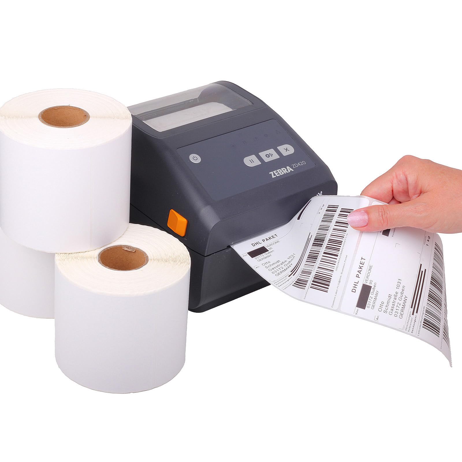 Thermodrucker Etiketten 100x150mm (4x6), 500 Etiketten pro Rolle, Selbstklebende Versandetiketten für Etikettendrucker, Perforiert, BPA-frei, Kompatibel mit DHL, DPD, UPS, GLS, Amazon (10 Rollen)