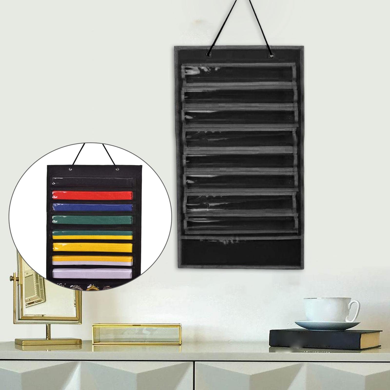 Baoblaze Martial Arts Belts Organizer for 8 Belts Holder Collection Kids Rack Karate Belts Display for Boxing, Judo, Kung Fu, Aikido