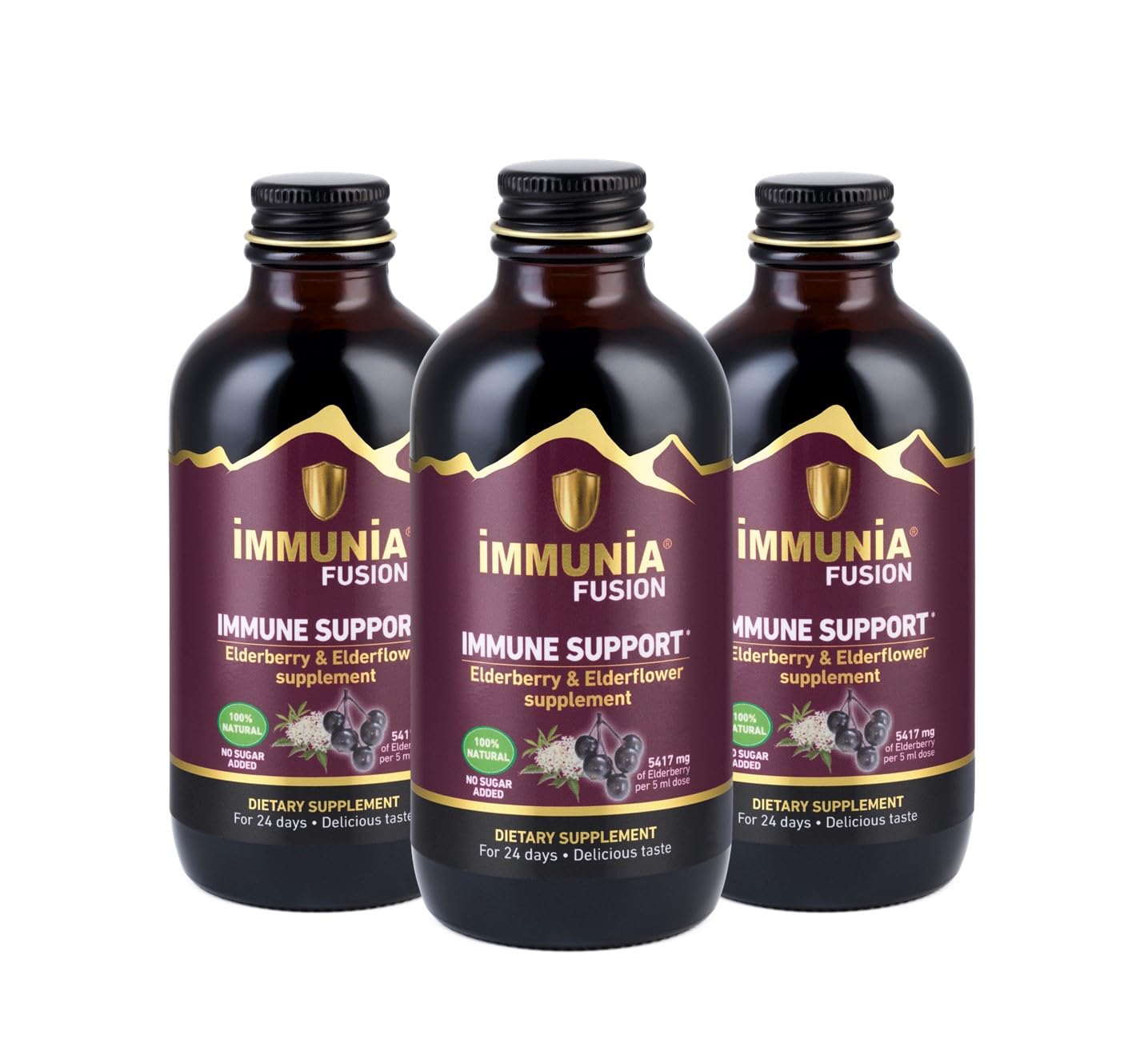 Immunia Fusion - Enhance Your Immune Support. A Powerful Formula Made with elderberries, elderflowers, and Blue Fruits Rich in polyphenols. A Concentrated antioxidant Formula. (3-Pack)