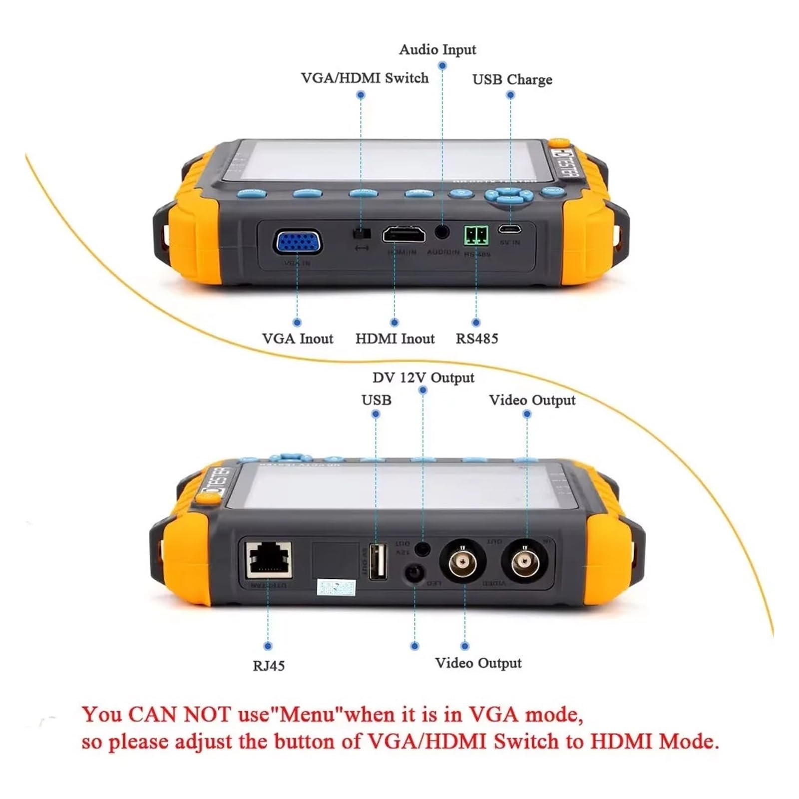 Tester for Monitor CCTV IV8W 8MP AHD/CVI/TVI CVBS Tester for telecamere CCTV Tester AHD con Ingresso VGA Tester Video(7A with Battery)
